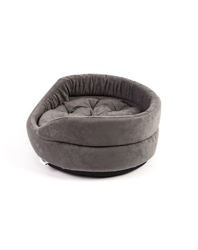FERA ovales Hundebett mit Kissen 75x62x22 cm grau