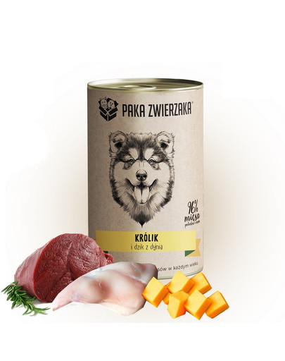 PAKA ZWIERZAKA Nassfutter Kaninchen und Wildschwein mit Kürbis für alle Hunde getreidefrei 400 g