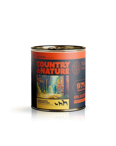 COUNTRY&NATURE Getreidefreies Nassfutter mit Wild und Preiselbeeren 850g