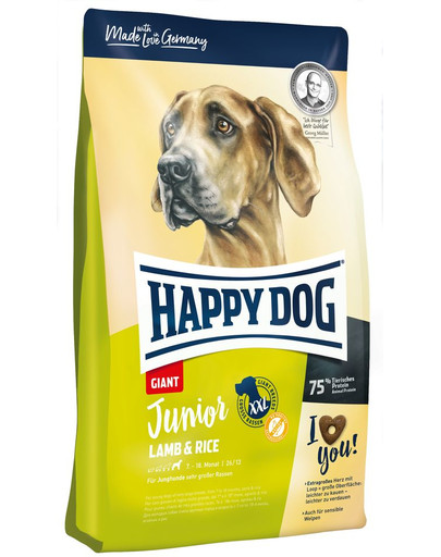 HAPPY DOG Junior Giant Trockenfutter mit Lamm und Reis für Welpen junge Hunde Giant 15 kg