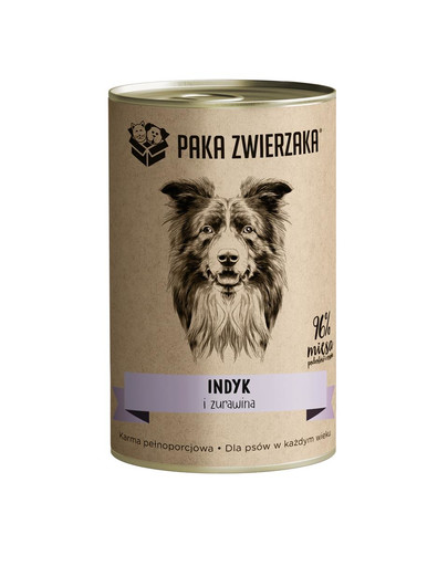 PAKA ZWIERZAKA Nassfutter mit Truthahn und Preiselbeeren getreidefrei für Hunde jeden Alters 400 g