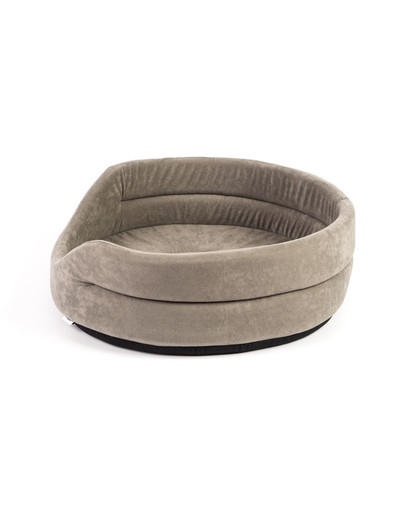 FERA Hundebett 47x38x15 cm oval mit Kissen grau