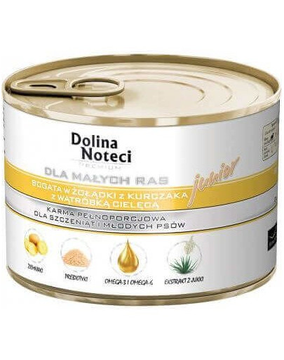 DOLINA NOTECI Premium Junior Hähnchenmagen und Kalbsleber kleiner Rassen 185 g x 10 Stück