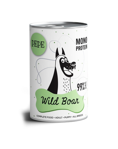 PAKA ZWIERZAKA PEPE Nassfutter Wildschwein Monoprotein getreidefrei für alle Hunde 400g