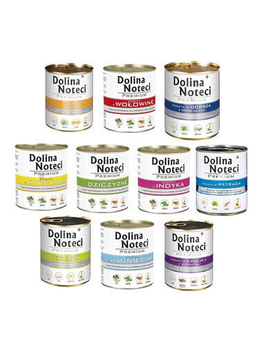 DOLINA NOTECI Mix 10 Geschmacksrichtungen für Hunde 800 g x 30 Stück