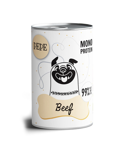 PAKA ZWIERZAKA PEPE Nassfutter mit Rind Monoprotein getreidefrei für alle Hunde 400 g