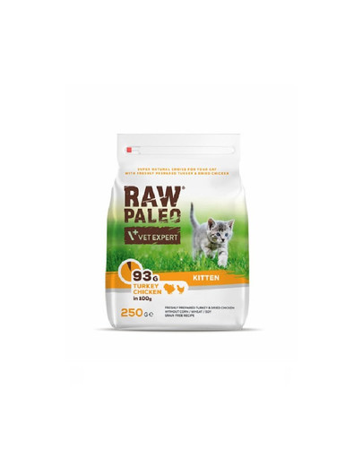 VETEXPERT Raw Paleo Kitten Turkey&Chicken für Kätzchen Pute, Huhn 250 g