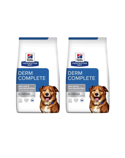 HILL'S Prescription Diet Canine Derm Complete 2 x 12 kg Futter zur Stärkung der Hundehaut