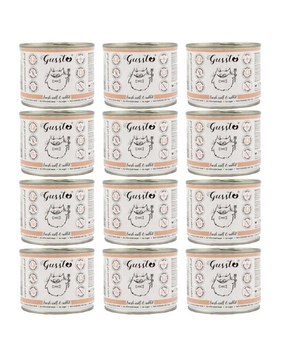 GUSSTO Cat Fresh Calf & Rabbit 200 g x 12