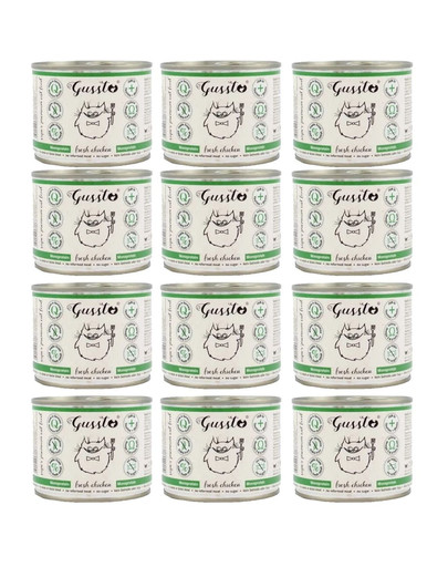 GUSSTO Cat Fresh Chicken FRISCHES HAEHNCHEN 12x200 g