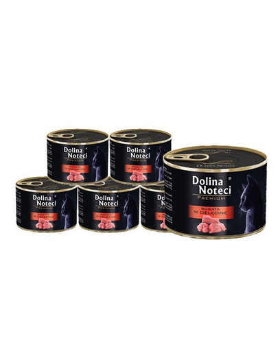 DOLINA NOTECI Premium Kalbfleischreiches Futter für ausgewachsene Katzen 12x185 g