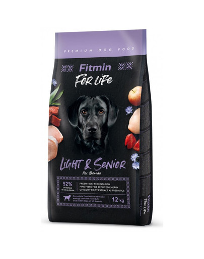 FITMIN Dog For Life Light & Senior Futter für erwachsene und ältere Hunde 12kg