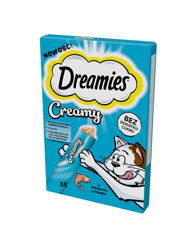 DREAMIES Creamy: Zusatzfutter mit leckerem Lachs für Katzen 40g