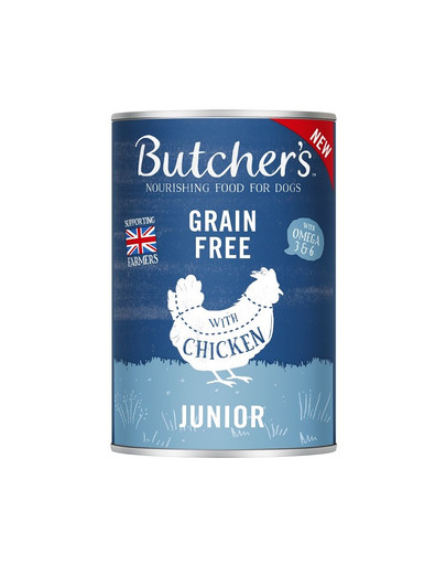 BUTCHER'S Original Junior, Hundefutter, Hühnerstücke in Gelee, 400g