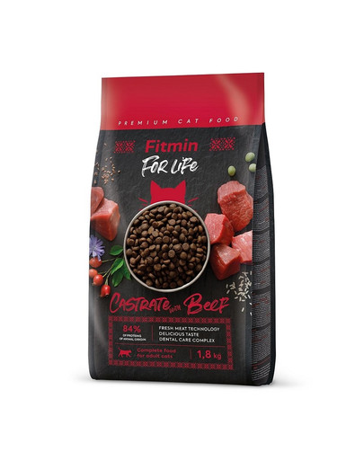 FITMIN Cat For Life Castrate Beef 1,8 kg für kastrierte Katzen mit Rindfleisch