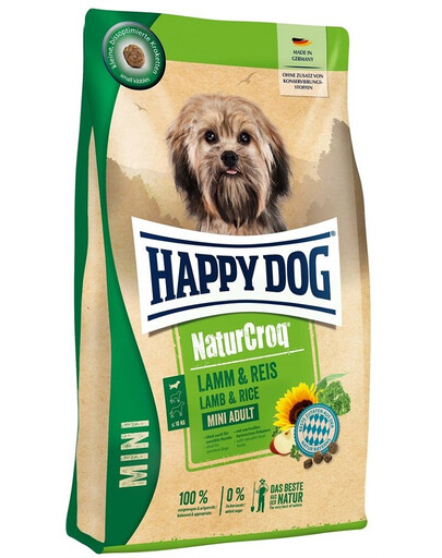 HAPPY DOG NaturCroq Mini adult Trockenfutter mit Lamm und Reis für adulte kleine Hunde 4 kg