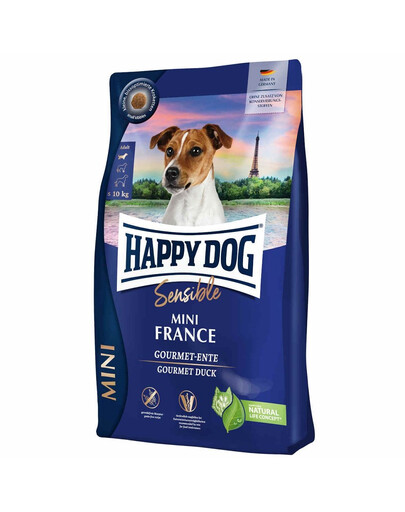 HAPPY DOG Sensible Trockenfutter mit Ente für adulte Hunde kleiner Rassen 4 kg