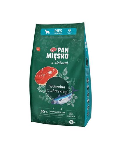 PAN MIĘSKO mit Kräutern Rindfleisch mit Thunfisch S 9 kg für kleine Rassen