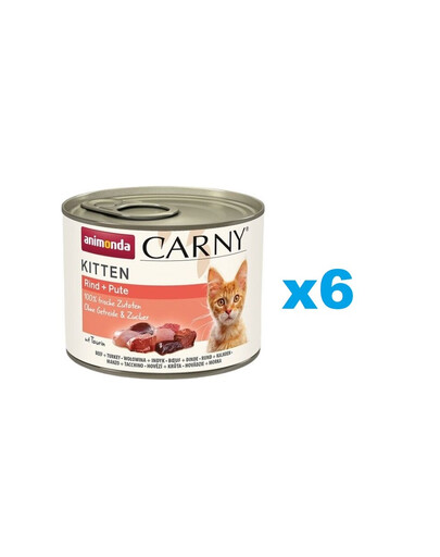 ANIMONDA Carny Kitten Nassfutter mit Rind und Pute getreidefrei 6x200 g
