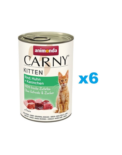 ANIMONDA Carny Kitten Rind, Huhn und Kaninchen für Kätzchen 6x400 g