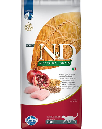 FARMINA N&D Ancestral Adult Cat 10 kg Huhn, Dinkel, Hafer und Granatapfel
