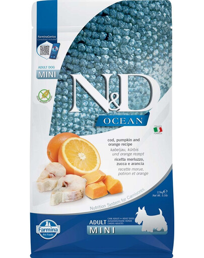 FARMINA Ocean Dog Kabeljau, Kürbis und Orange Adult mini 2,5 kg