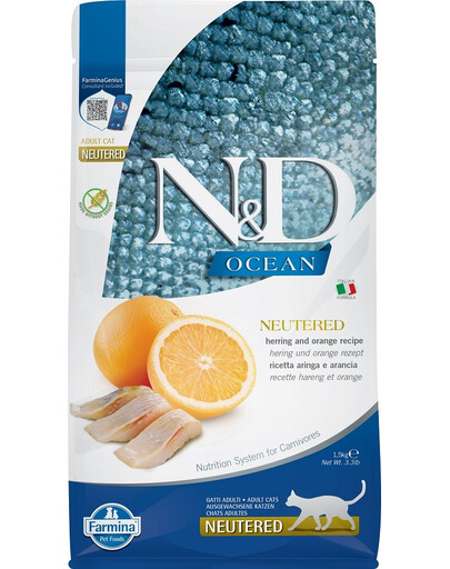 FARMINA N&D HERING & ORANGE ADULT 1.5kg