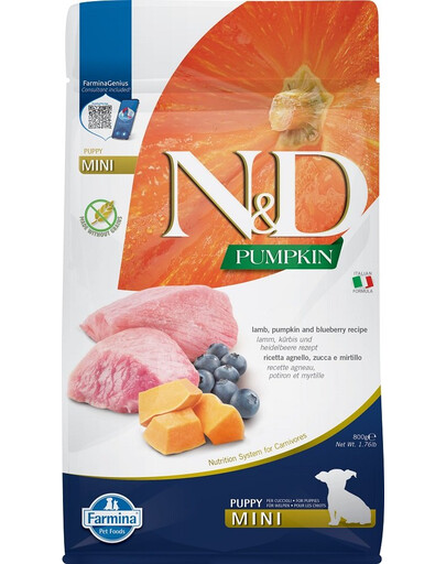 FARMINA N&D Pumpkin Lamb & Blueberry Puppy Mini 800 g