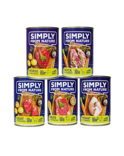 SIMPLY FROM NATURE Hundenassfutter Mix Geschmacksrichtungen 6 x 400g