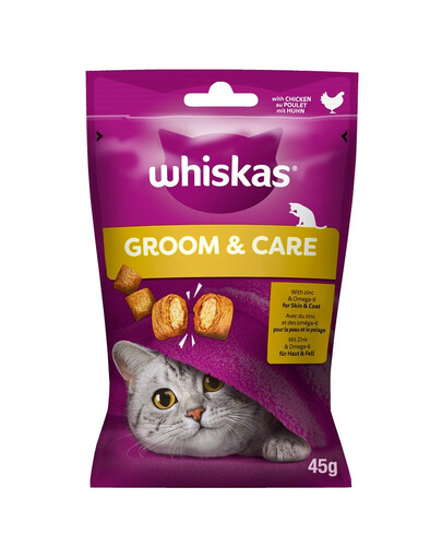 WHISKAS Gesunder Glanz 45 g: Leckerlis mit Huhn für Katzen