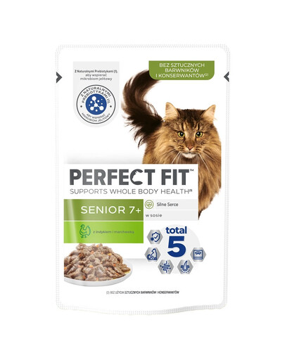 PERFECT FIT Senior 7+ 1x85 g: Nassfutter mit Truthahn und Karotte in Soße für ältere Katzen