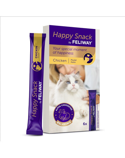 FELIWAY Happy Snack Chicken entspannender Snack mit Huhn für alle Katzen cremig  6x15 g