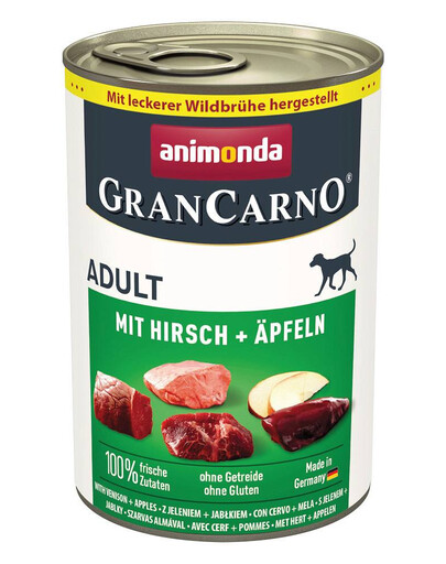 ANIMONDA GranCarno Nassfutter mit Hirsch und Äpfeln für adulte Hunde getreidefrei 400 g