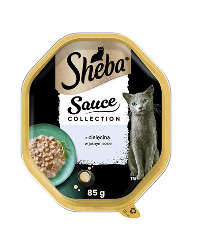 SHEBA Sauce Collection 85 g: Nassvollnahrung für adulte Katzen mit Kalbfleisch in heller Sauce