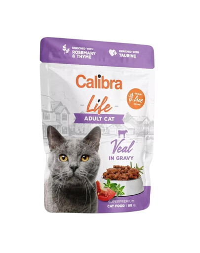 CALIBRA Life Nassfutter mit Kalbfleisch in Soße getreidefrei für Katzen 85 g