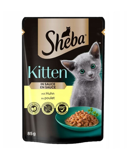 SHEBA Kitten Beutel 85 g: Nassfutter für Kätzchen mit Hühnerstücken in Sauce
