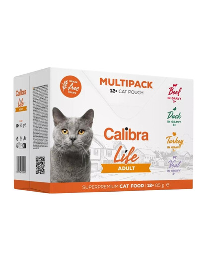 CALIBRA Cat Life Pouch Adult Multipack in gravy 12x85 g Beutel mit Soße für Katzen