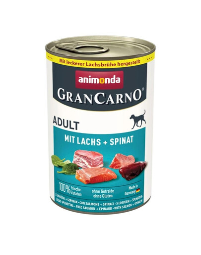 ANIMONDA GranCarno Nassfutter mit Lachs und Spinat für adulte Hunde getreidefrei 400g