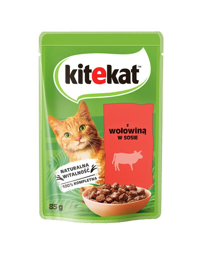 KITEKAT 85g: Rind in Soße für adulte Katzen