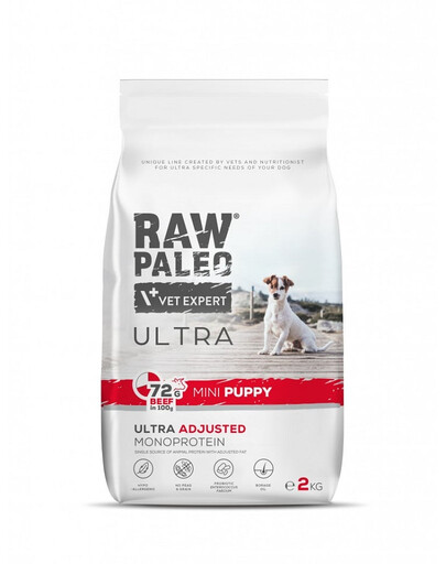 RAW PALEO Ultra Beef Mini Puppy 2kg dla szczeniąt ras małych wołowin