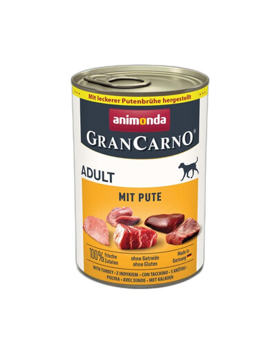 ANIMONDA GranCarno Nassfutter mit Rind und Pute für adulte Hunde getreidefrei 400g