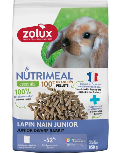 ZOLUX NUTRIMEAL 4 Zwergkaninchen-Pellets Junior 850 g