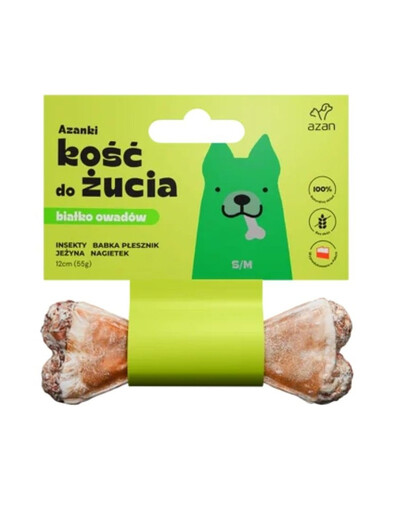 AZANKI Kość z insektami i jeżyną dla psa S/M 12cm