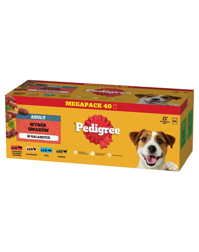 PEDIGREE Adult Auswahl an Geschmacksrichtungen in Gelee 40x100g mit Rindfleisch, Huhn, Fisch, Geflügel