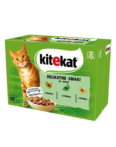 KITEKAT 12x85g Katzennassfutter mit Truthahn, Kaninchen, Geflügel in Soße