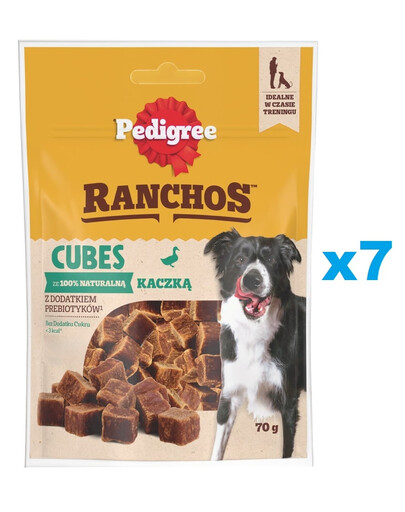 PEDIGREE Ranchos Cubes 7x70 g: Zusatzfutter für adulte Hunde mit Ente