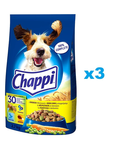 CHAPPI 3x2,7 kg - Trockenfutter mit Geflügel und Gemüse