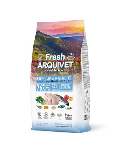 ARQUIVET Fresh Senior Light Halbfeuchtes Senior-Hundefutter Pute und Weißfisch 10 kg