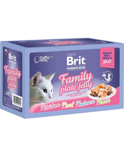 BRIT Premium by Nature Family Plate Delicate Fillets in Jelly 12x85 g Geleesäckchen für Katzen