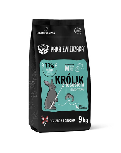 PAKA ZWIERZAKA Seventh Heaven Trockenfutter Kaninchen mit Lachs für adulte M Hunde getreidefrei 9kg